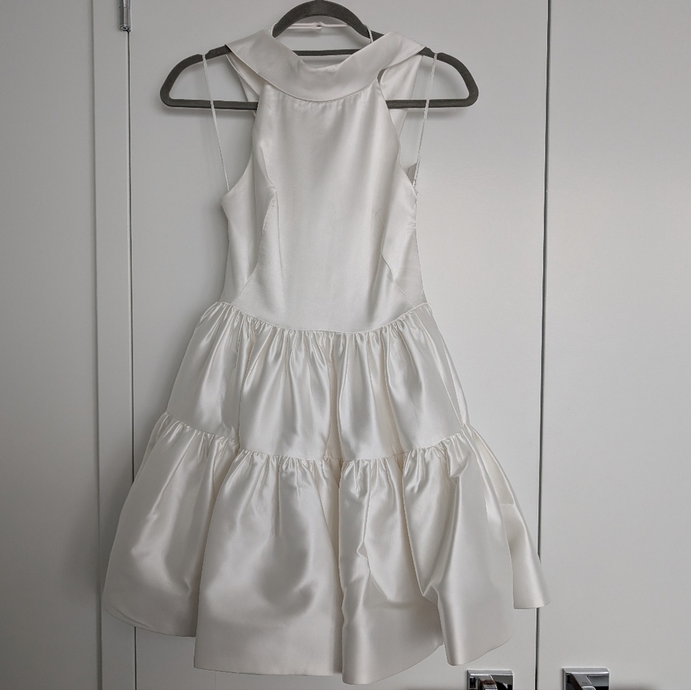Meshki Satin Halter Mini Dress White